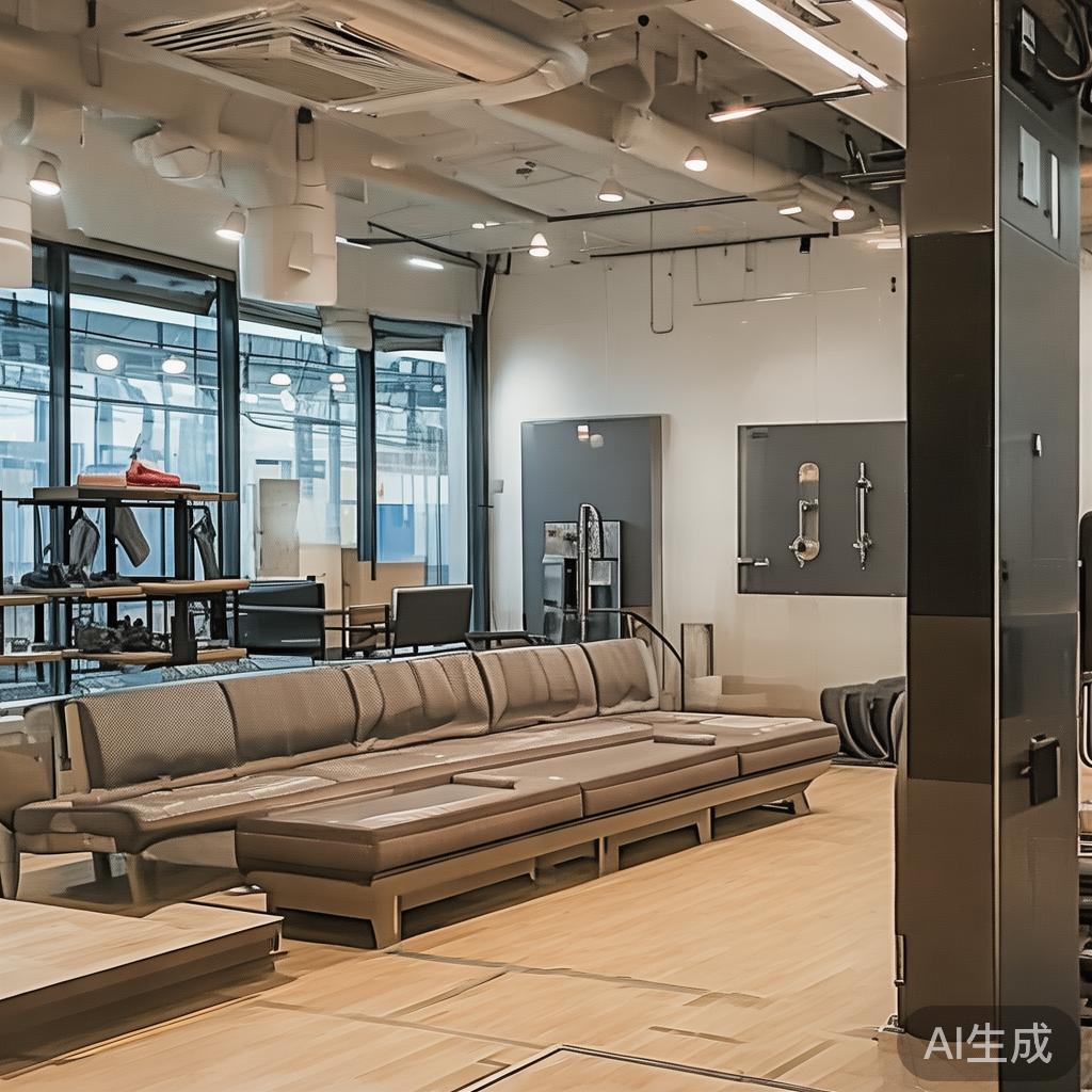 体育馆还设有休息区、更衣室、淋浴间和储物柜，为运动